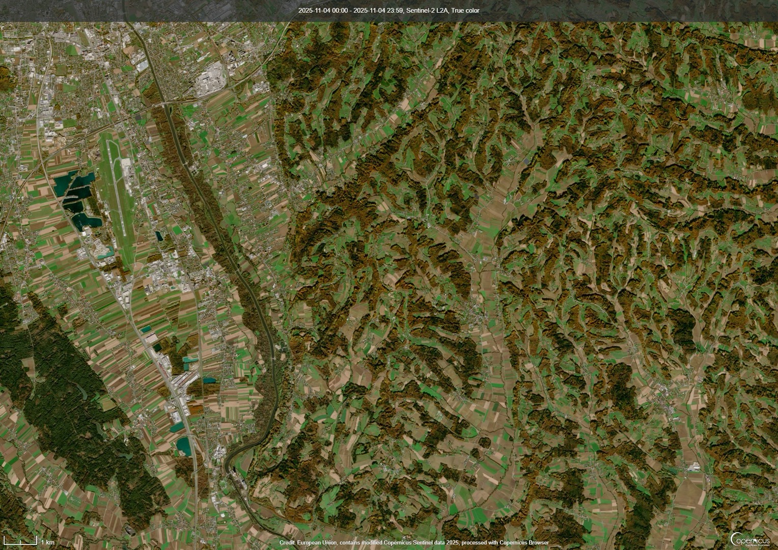 Sentinel-2 Aufnahme im Herbst