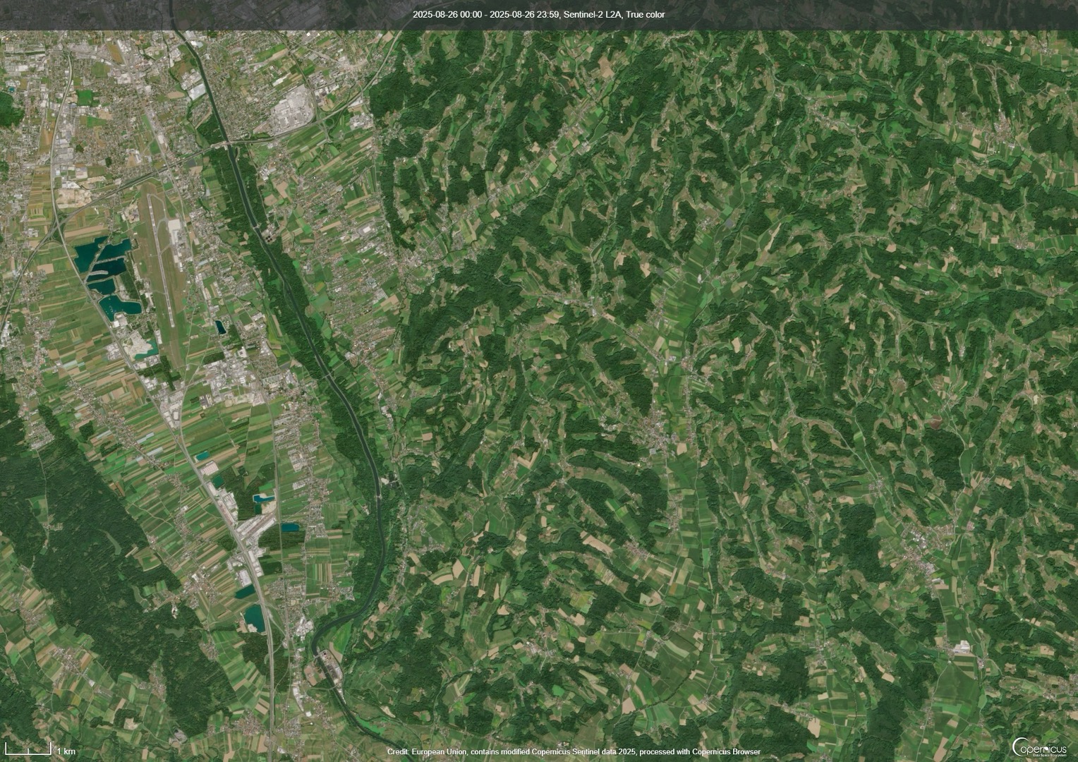Sentinel-2 Aufnahme im Sommer