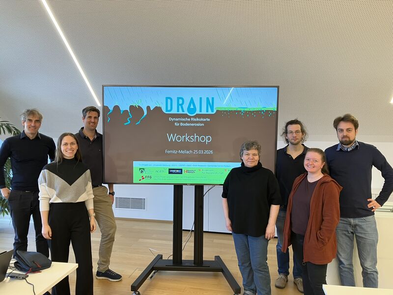 Teilnehmende beim zweiten DRAIN Nutzerworkshop in Fernitz-Mellach